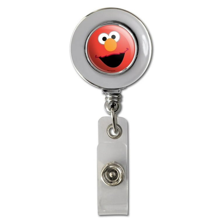 Sesame Street Elmo Face Retractable Reel Chrome Badge ID Card