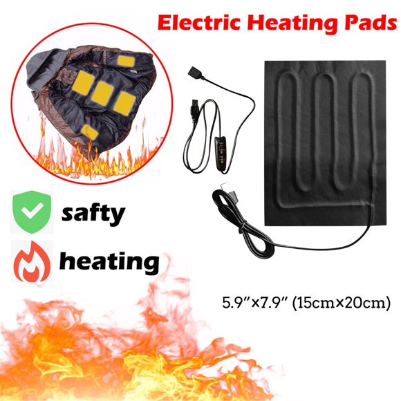 Almohadilla térmica eléctrica USB: 5 V, 15 x 20 cm, 3 niveles de temperatura, lavable, cable de 1,5 m, calentador corporal/para mascotas