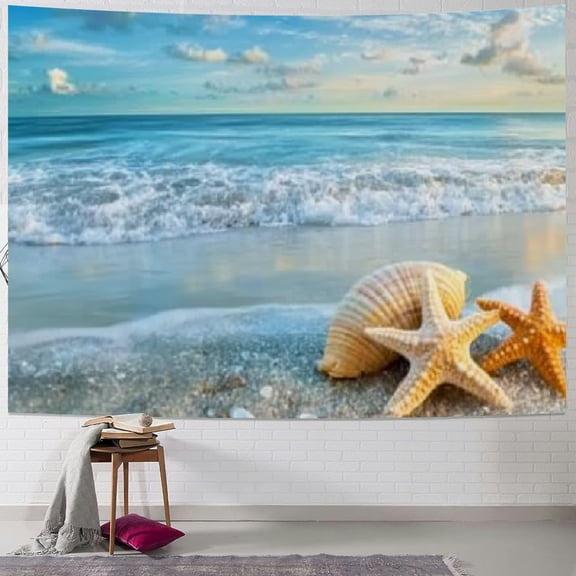 BCIIG Seashell Starfish Tapestry Wall Hanging Unique Home Decor 40x30inch