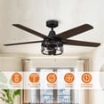 thumbnail image 6 of Parrot Uncle 52 Inch Industrial Ceiling Fan with Lights and Remote, Matte Black Cage Ceiling Fan, 5 Reversible Blades, Farmhouse Ceiling Fan for Indoor, 6 of 10