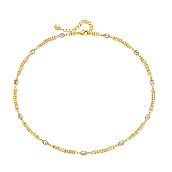 Metal Feeling Ball Bead Chain Choker Plated 18K Gold Color Retaining Niche Cold Style Necklace