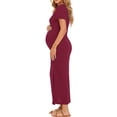 thumbnail image 4 of Women's Short Sleeve Maternity Dresses Clothes Split Pregnancy Maxi Dresses, 4 of 5