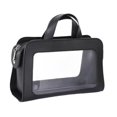 thumbnail image 2 of Bolsa de maquillaje de cuero PU, organizador cosmético cosmético para mujeres, bolsa cosmética, bolsa de aseo de viaje impermeable, para cepillos de Negro, 2 of 8