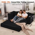 thumbnail image 3 of Leumius 76" Convertible Sofa Bed,Corduroy Boneless Couch with Cup Holders & Pocket,2-in-1 Sleeper Sofa Pull-out Couch Bed with 5 Pillows, Living Room, Small Spaces, Bedroom, No Assembly,Black, 3 of 5