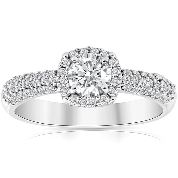 Edge Jewel Silver 14K White Gold Over Rings - Round Cut 1.9 Ct VVS1/D Lab Created Simulated Diamond Ring - Forever Diamond Ring for Women's - Luxurious Multi-Stone Engagement Ring for Women's