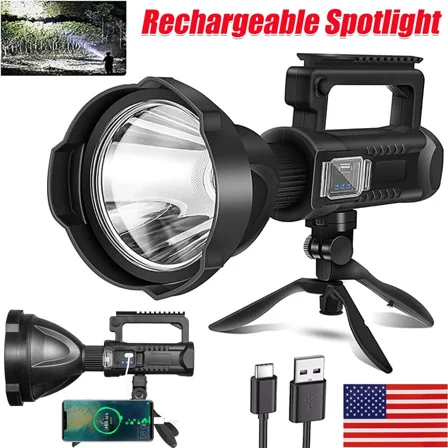 900000000LM Bright Solar/USB Rechargeable LED Spotlight Flashlight Searchlight