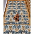 thumbnail image 2 of Navy Blue Brown Stair Treads for Wooden Steps Indoor Runner Rug Carpet, Tropical Botanical Palm Leaves Vintage 15 Pieces Peel and Stick Staircase Step Treads Covers Washable Throw Door Mats, 30"x8", 2 of 6