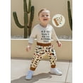 thumbnail image 3 of Rovasas Baby Boy's Fall Sets Long Sleeve Romper Elastic Waist Pants with Hat, 3 of 9