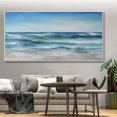 thumbnail image 4 of Blue Seascape Coastal Canvas Artwork Palette Knife Textured Wall Art Ocean Waves Scenery Canvas Wall Art Ocean and Sky Blue White Wall Art,Unstretched,Frameless,(114*228cm)45*90lnches, 4 of 5