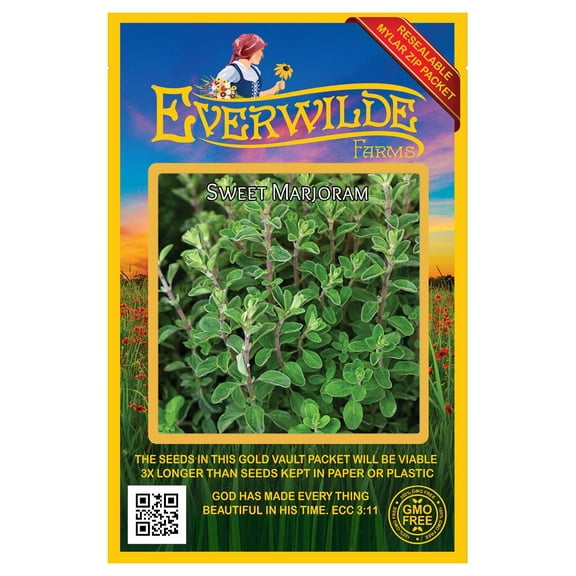 Everwilde Farms - 2000 Sweet Marjoram Herb Seeds - Gold Vault Seed Packet