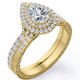 thumbnail image 1 of JeenMata Conjunto Nupcial con Halo Doble en Forma de Pera de 1,75 Quilates, Estilo Decorativo Eduardiano Bañado en Oro Amarillo de 18 K sobre Plata, 1 of 6