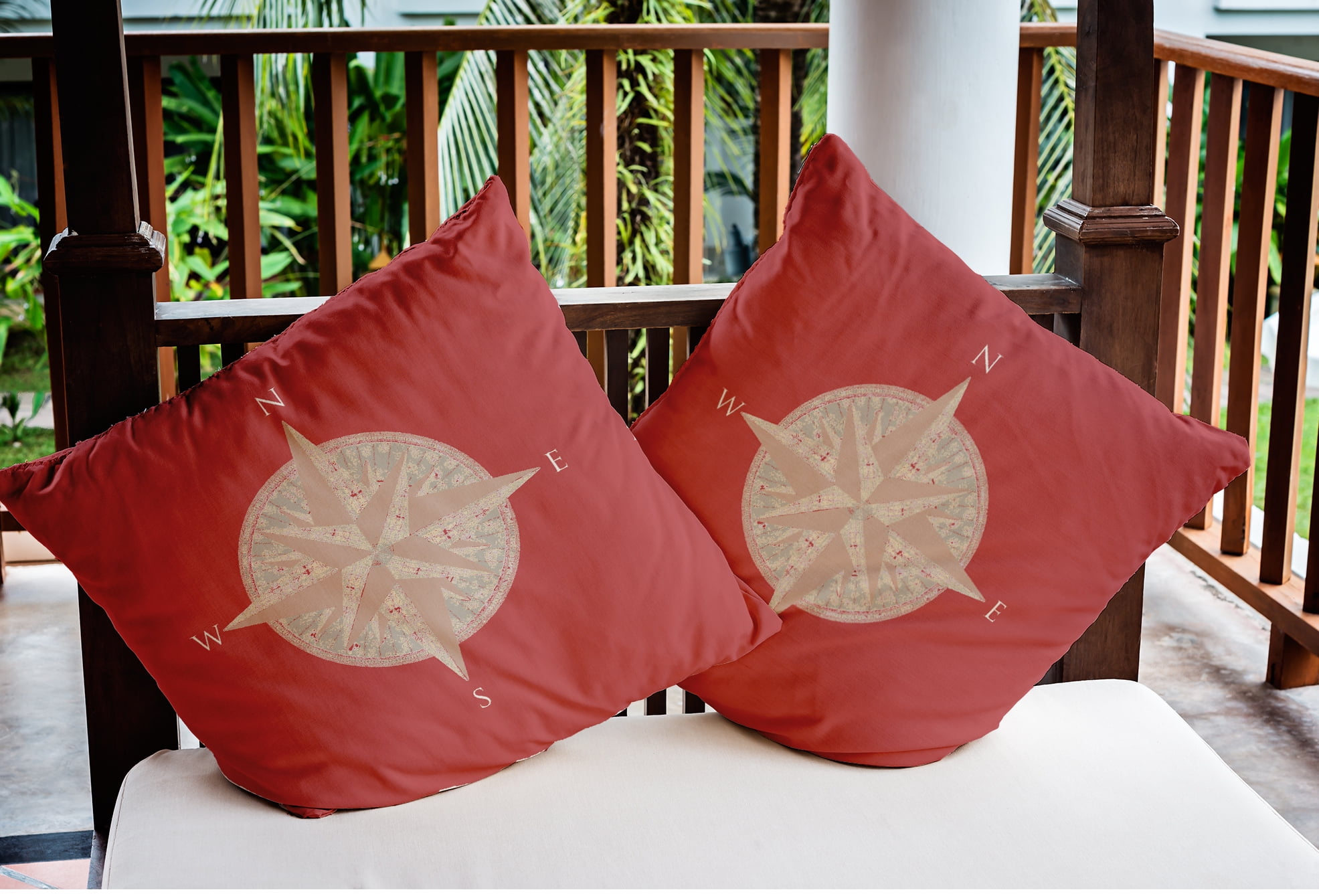 Simply Daisy 18" x 18" Compass Nautical Indoor/Outdoor Throw Pillow