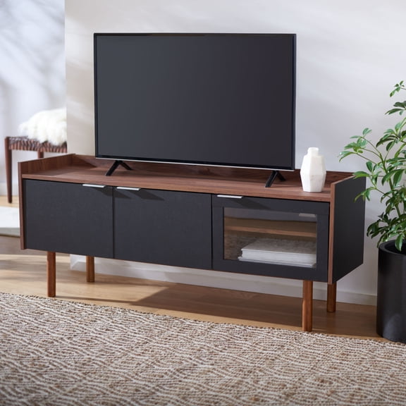 SAFAVIEH Safiya 2-Shelf Media Stand Walnut / Black