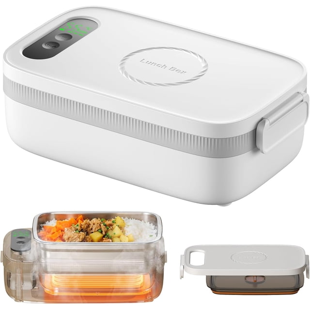 Cordless Electric Lunch Box, 14000mAh Rechargeable Heated Lunch Box, 1L Portable Food Warmer with Timer & Multi-Temp Settings for Office, Car, Camping & Travel