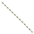 thumbnail image 3 of Gem Stone King 925 Sterling Silver Green Peridot and White Moissanite Tennis Bracelet for Women (6.91 Cttw, Gemstone Birthstone, Oval 6X4MM, 7.5 inch), 3 of 5