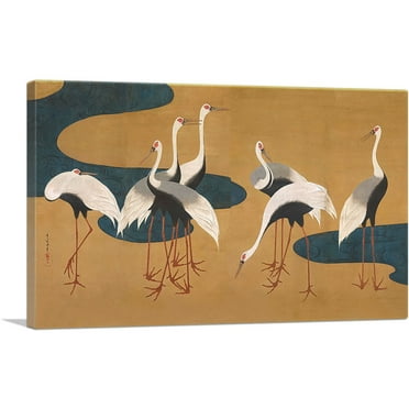 ARTCANVAS Cranes by Follower of Sakai Hoitsu Canvas Art Print by Sakai Hoitsu - Size: 26" x 18" (0.75" Deep)