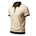 thumbnail image 2 of Men Tshirts Cotton Dqueduo Men's summer loose daily breathable lapel shirt Khaki XXXL, 2 of 5