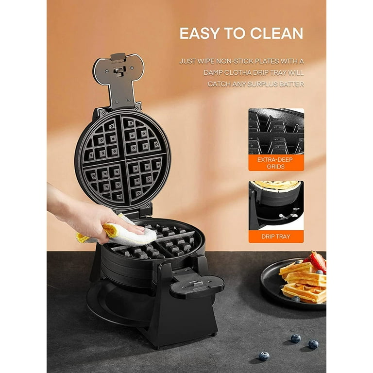 Black & Decker Double Flip Waffle Maker - 1200W - Black