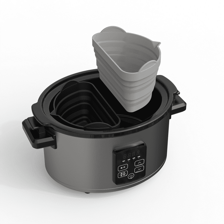 Slow Cooker Divider Liners fit 6 QT Crockpot, Reusable Leakproof Slow Cooker  Divider Insert, Silicone Crockpot Divider, 2-Piece Set Dishwasher Safe  Cooking Liner (Black+Gray)