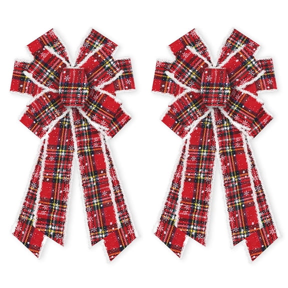 Hying Large Christmas Bows for Wreath, Red Buffalo Plaid Bows Christmas Vintage Velvet Bow