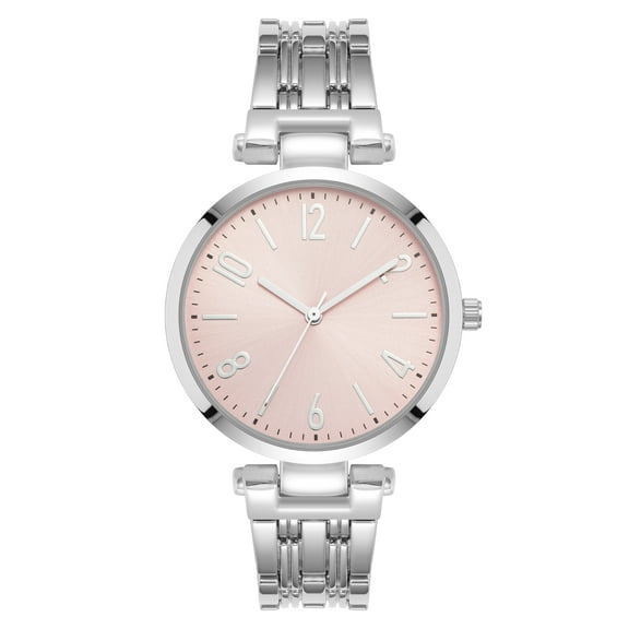 Time and Tru Silver Tone Bracelet Round Pink Dial Casual Watch