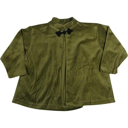 - Mulberribush - Little Girls Long Sleeve Velour Swing Jacket Olive Green / 4