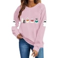 thumbnail image 2 of TKLPEHG Womens Halloween Sweatshirt 2026 Fashion Bookish Reading Ghost Graphic Sweatshirt For Book Lover Long Sleeve Crewneck Funny Pullover (Pink,L), 2 of 7