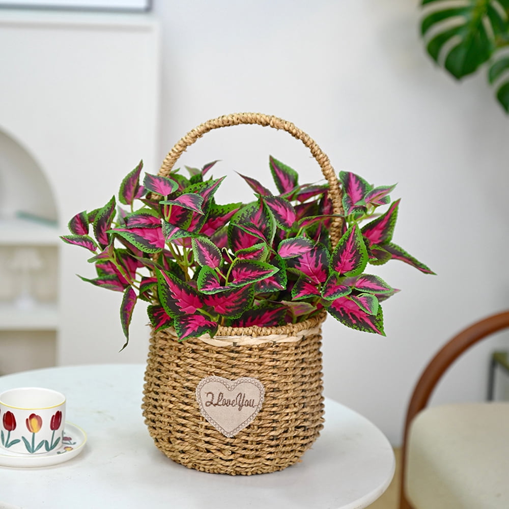 Artificial Greenery Plants Outdoor, 5 Pcs Faux Coleus Plants UV Resistant Silk Plants with Stems, Fake Plants for Outside Garden Patio Hanging Planter Pathway Front Porch Decoration