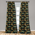 thumbnail image 2 of Peacock Window Curtains, Repeating Exotic Bird and Curlicue Branches Pattern Boho Eastern Vibes, Lightweight Decor 2-Panel Set with Rod Pocket, Pair of - 28"x84", Dark Teal and Marigold, by Ambesonne, 2 of 3