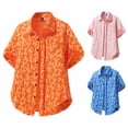 thumbnail image 4 of Fnnxeal Men Button Down Shirt Collared Hawaiian Beach Short Sleeve Casual Summer Orange Shirts for Men Size M, 4 of 6