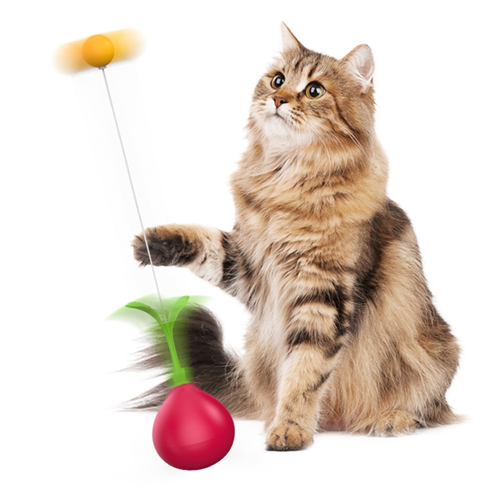Interactive Cat Toy with Feather and Ball, Durable and Engaging Design for Active Indoor Play, Red and Green
