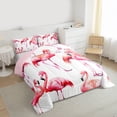 thumbnail image 3 of Homewish Pink Flamingo 3 Pieces Queen Comforter Set For Kids Teens,Kawaii Animal Ultra Soft Bedding Sets,Cartoon Wildlife Bedding Comforter Set,Lightweight Room Decor,Reversible, 3 of 8