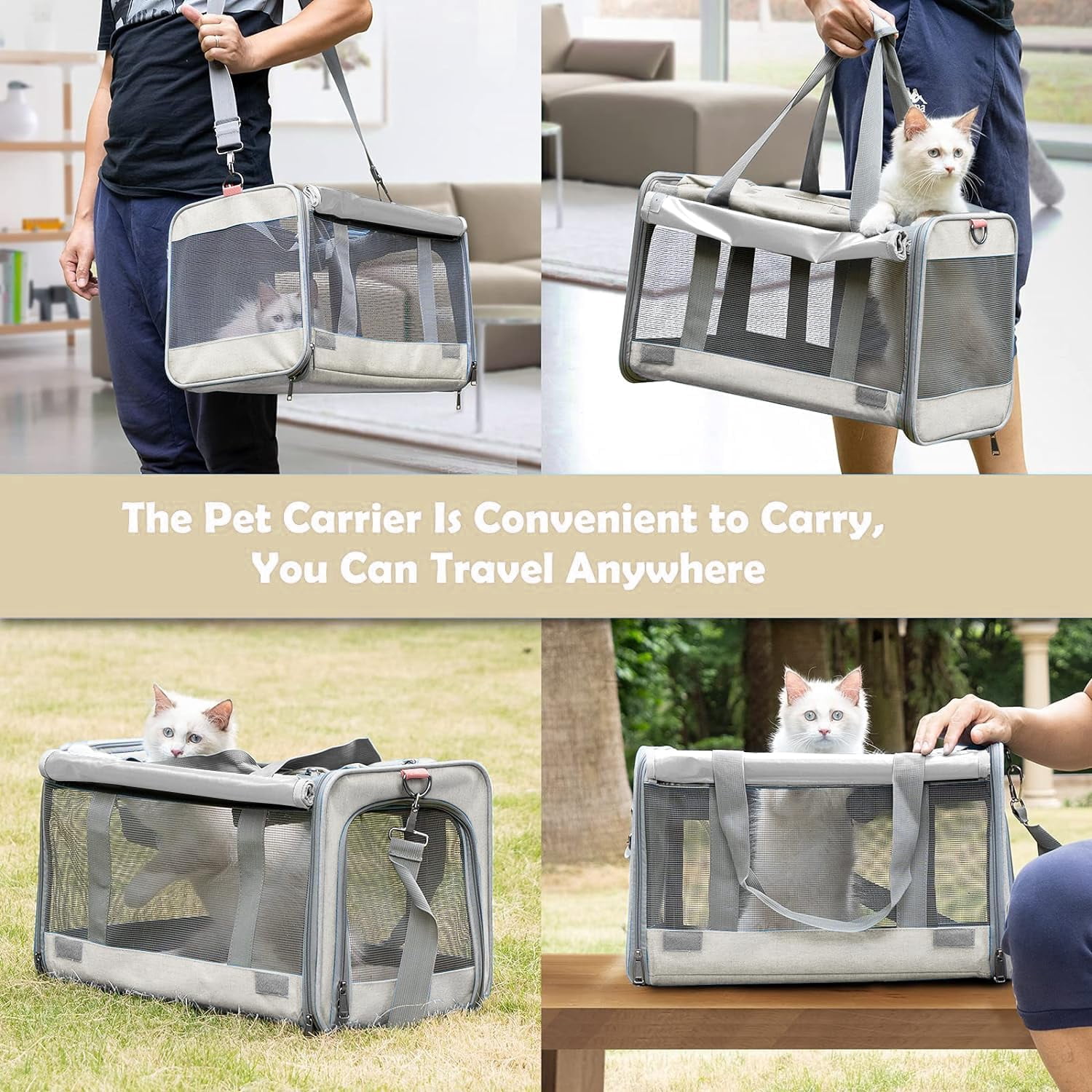 Pet Carrier for Large and Medium Cats, Soft-Sided Pet Carrier for Big Medium Cats and Puppy Dog Carriers Cat Carriers, Pet Privacy Protection Travel Carrier