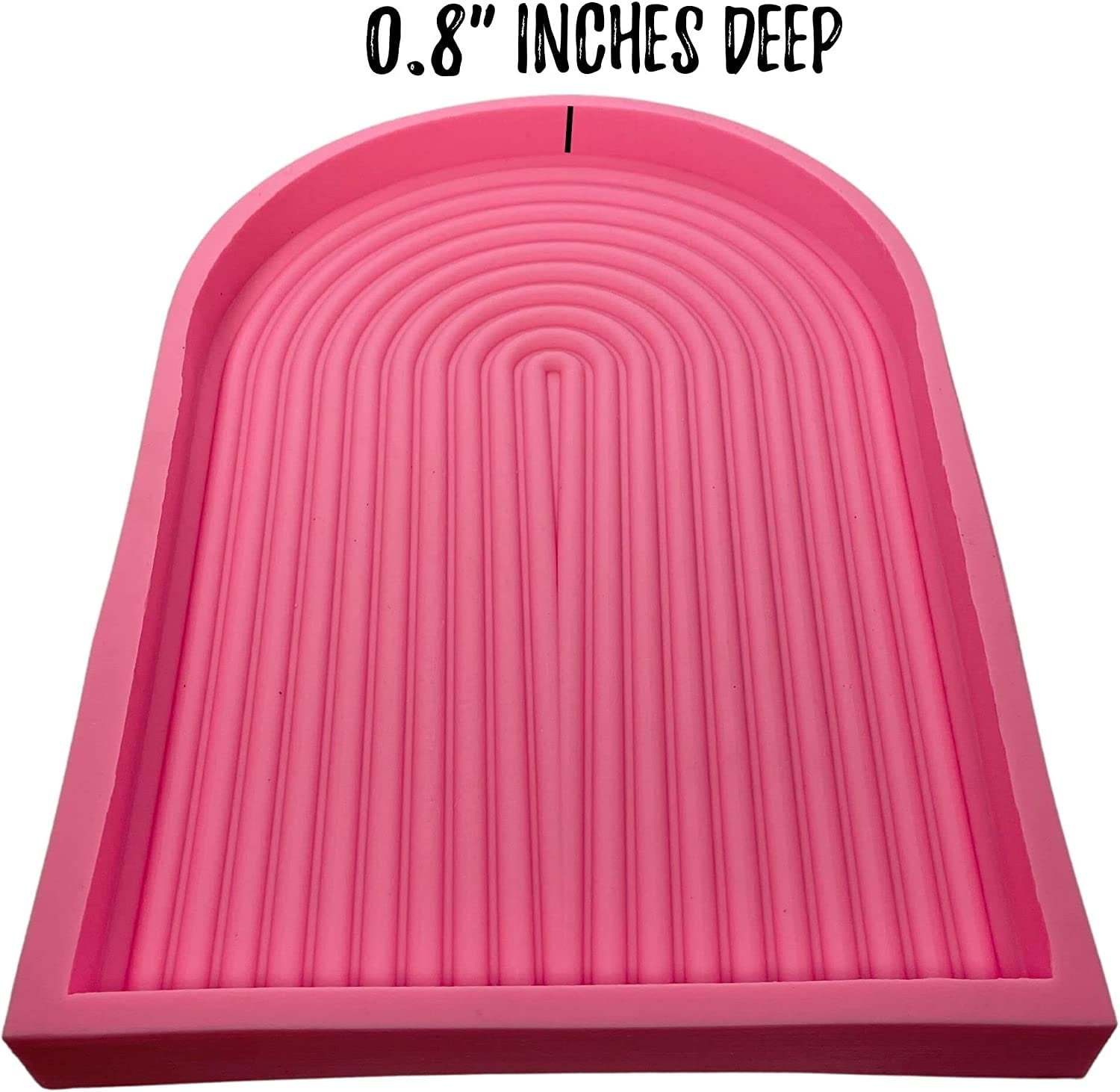 Large Arched Rainbow Silicone Resin Tray Mold  for Making Home Decor Resin Casting Mold Resin Terrazzo Decor  0.8" inches Deep x 8.75" inches Tall x 12.6" inches Wide  XL Pink Mold