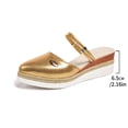 thumbnail image 7 of Rokment Womens Platform Wedge Dress Slip on Sandals 2026 Summer Fashion Metallic Two-Ways Convertible Leather Closed Toe Clogs Slingback Dressy Slides for Bride Wedding Gold Size 6.5, 7 of 7