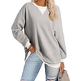 thumbnail image 2 of thefmos Plus Size Long Sleeve Pullover Tops for Women Crewneck Sweatshirts Loose Fit Casual Blouses Fall Winter Fashion Comfy Tunic Tops Trendy Tees Clothes, Gray M, 2 of 4