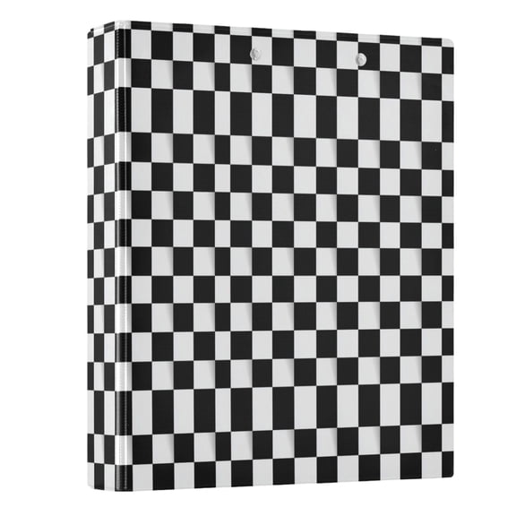 Three Ring Binder Square Black and White Grid 1.5 Inch Round Binder D-Rings for Office Supplies and More