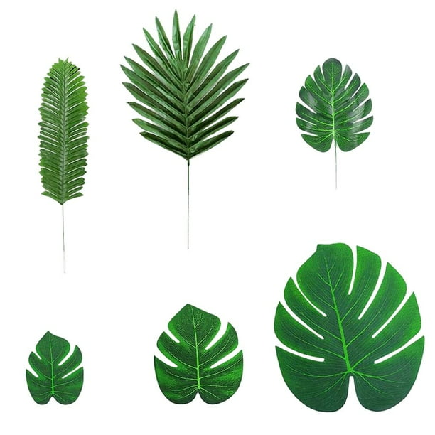 Plantas tropicales, hojas verdes falsas, hojas de palma artificiales para luau 84PCS