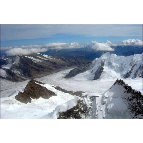 24"x36" Gallery Poster, Gletscherhorn and Aletsch glacier, Bernese Alps (check other)