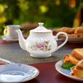 thumbnail image 4 of Lynns Porcelain Vintage Teapot with Embossed Swirls 37oz Tea Pot Classic White Tea Set for Parties & Celebrations Ideal Teapot for Tea Cups & Saucers Perfect for Tea Parties - Timeless Rose, 4 of 13