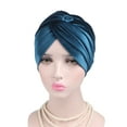 thumbnail image 3 of Visland Women Stretchy No Brim Cross Twist Pleated Hair Wrap Turban Hat Indian Hat Muslim Hat Headwear, 3 of 6