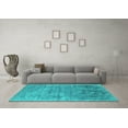 thumbnail image 3 of Ahgly Company Machine Washable Indoor Rectangle Oriental Turquoise Blue Industrial Area Rugs, 6' x 9', 3 of 4