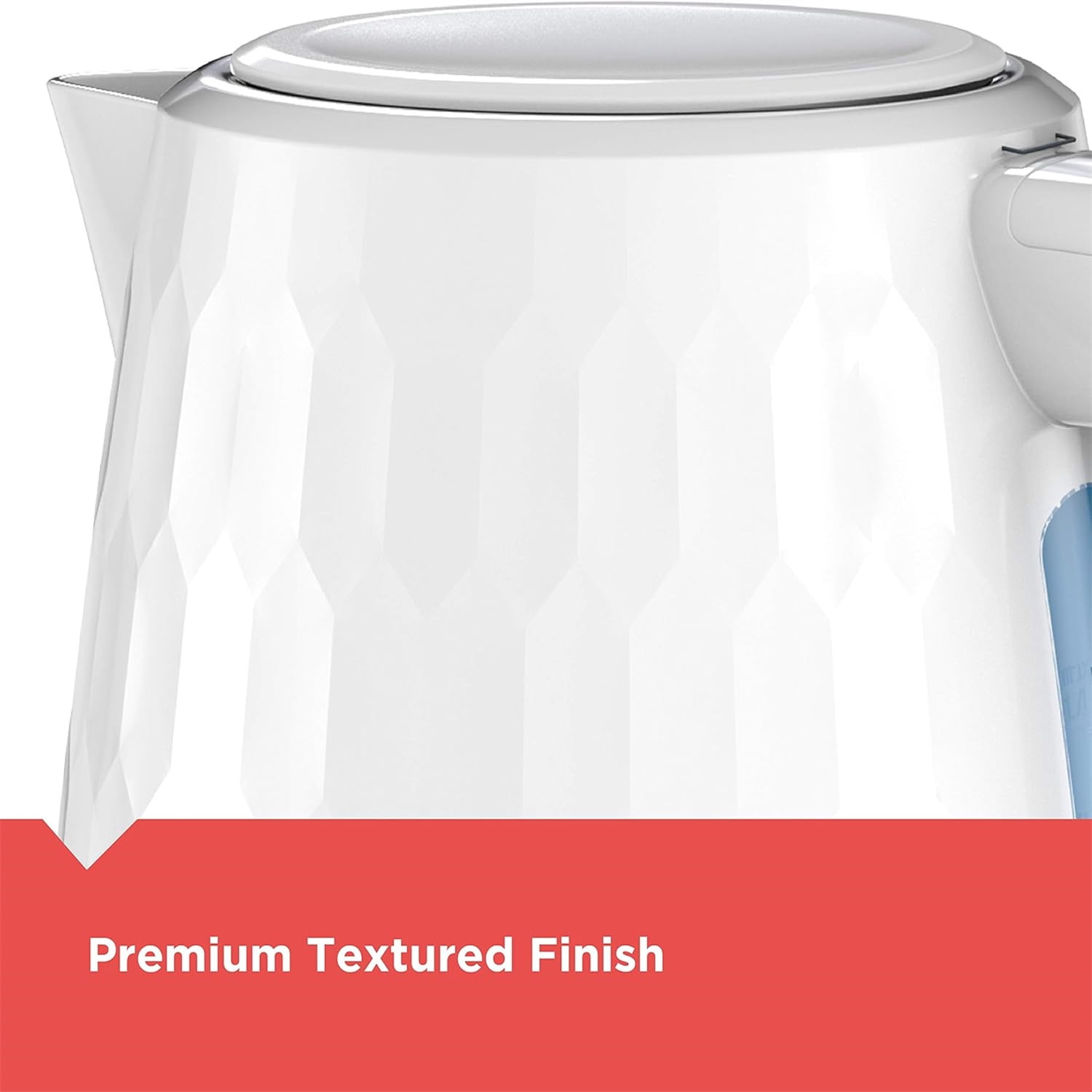 1.7L Cordless Electric Kettle, Premium Texture, Water Window, Rapid Boil, Auto Shutoff, White