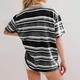 thumbnail image 7 of Drses Women's Summer T-shirt Striped Short Sleeved Round Neck Casual Loose Shoulder Versatile T-shirt, 7 of 7
