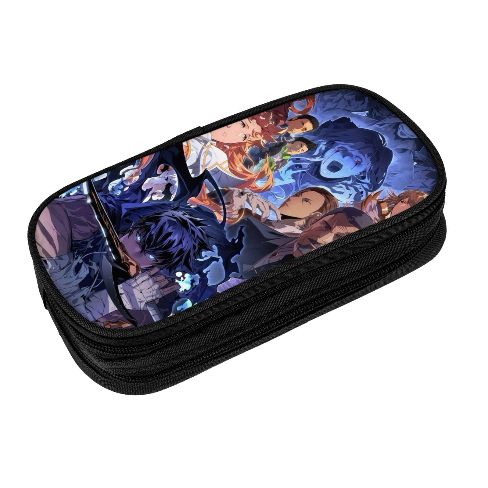 Solo Leveling Pencil Case Large Capacity Pencil Pouch Pen Bag Office Stationery Organizer Travel Makeup Bag Black