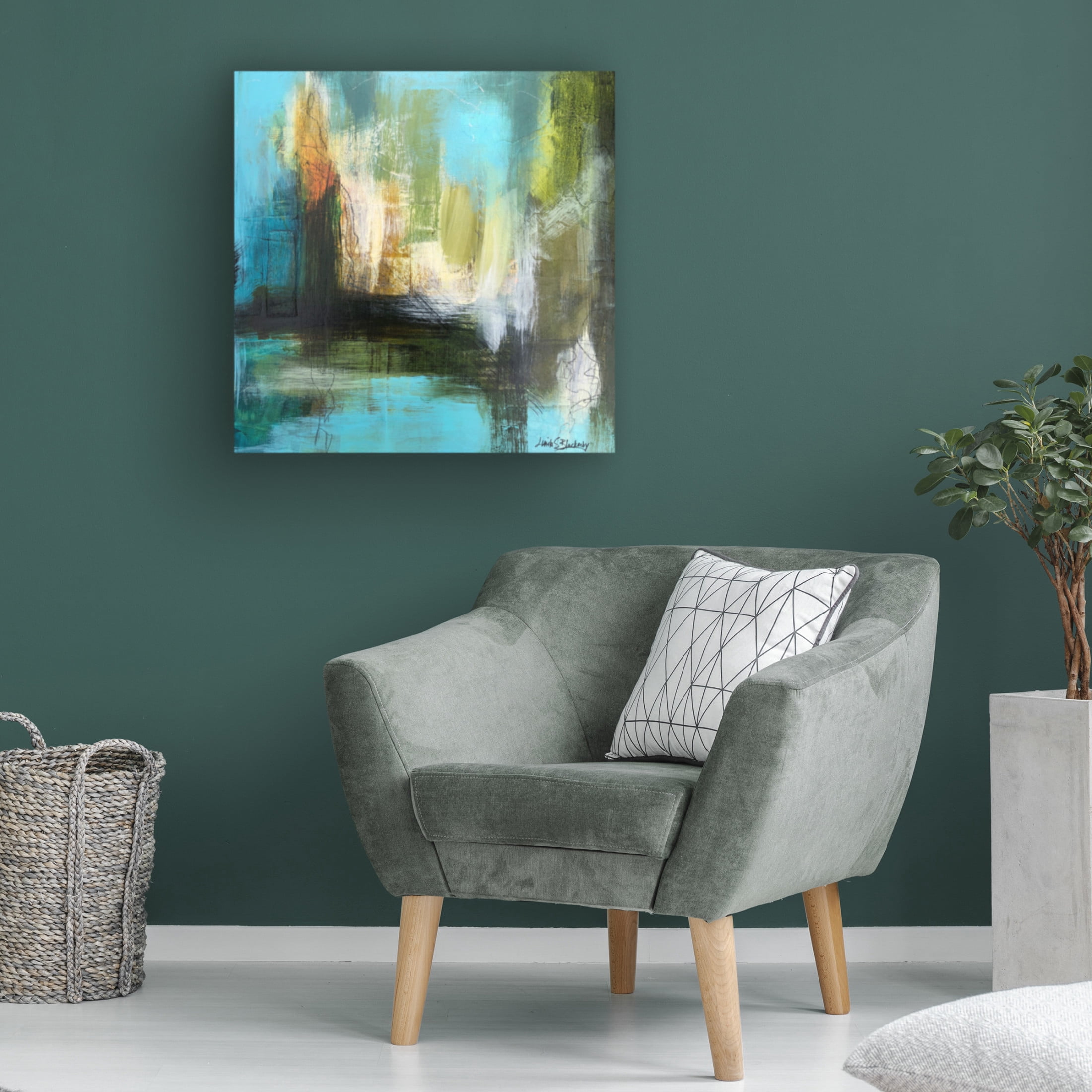 Canvas Wall Art - Linda S. Blackerby 'Aqua Serenity 3' Wall Art for Living Room, Bedroom, or Office Décor by Trademark Fine Art - 14 x 14 Inches
