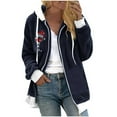 thumbnail image 2 of NSLGXD Christmas Hoodies Jackets Women's Fleece Jackets Fashion Xmas Santa Wine Glass Print Hooded Sweatshirt Oversized Fall Winter Long Sleeve Zipper Coats Warm Outwear for Women Dark Blue XXL, 2 of 4
