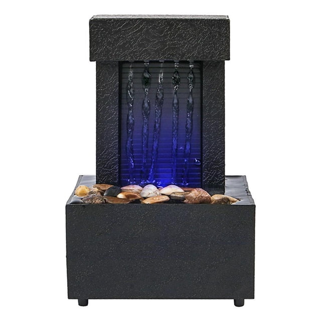 Ounissouiy Flujo de agua de fuente de cascada de escritorio con decoración de de meditación LED Humidificadores