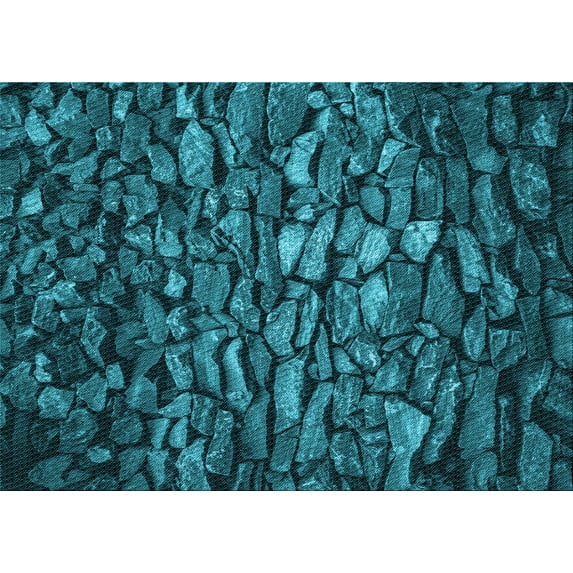 Ahgly Company Indoor Rectangle Patterned Dark Turquoise Green Area Rugs, 2' x 5'