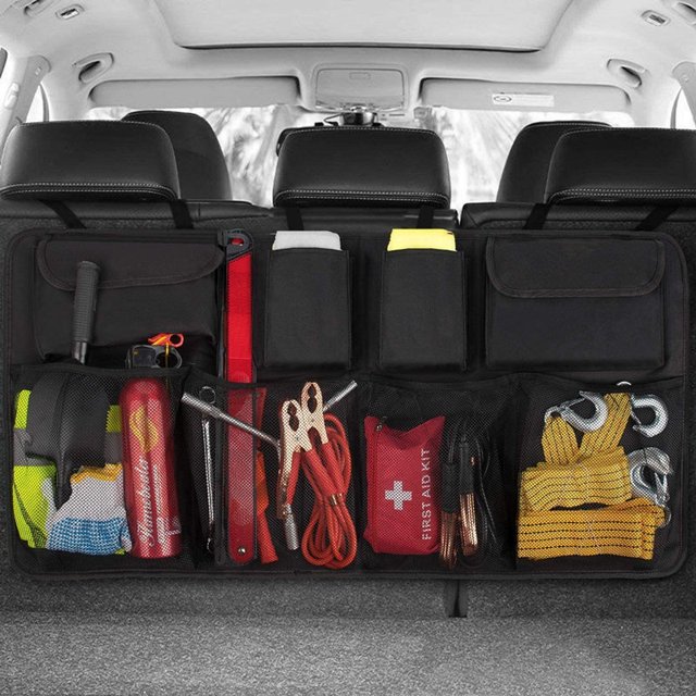 para el automóvil Bolsillo de red de gran capacidad para artículos diversos Bolsa de almacenamiento para el asiento trasero Caja de almacenamiento para el maletero de tela Oxford